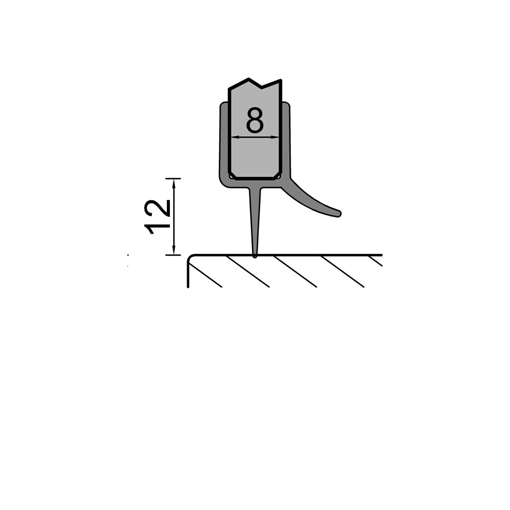 Artikelbild 1 des Artikels “Dichtprofil Wasserablaufprofil beids. ausgekl. R:500 8mm 1000mm “
