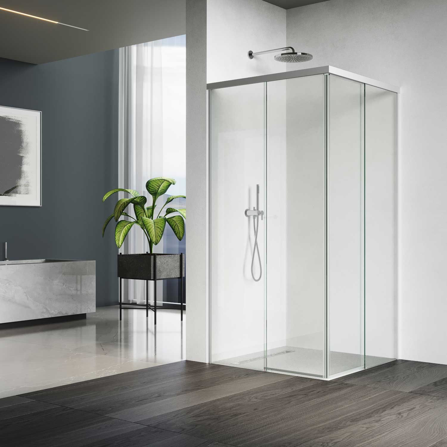 Artikelbild 1 des Artikels “Dusche Eckeinbau Viereck unikat 120 move UN120MO “