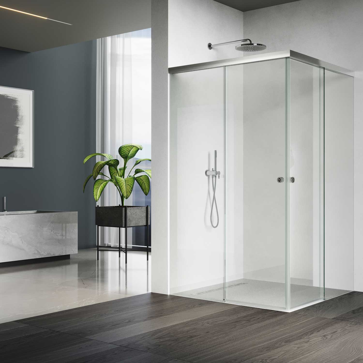 Artikelbild 1 des Artikels “Dusche Eckeinbau Viereck unikat 120 UN120SOFT EasyClean “